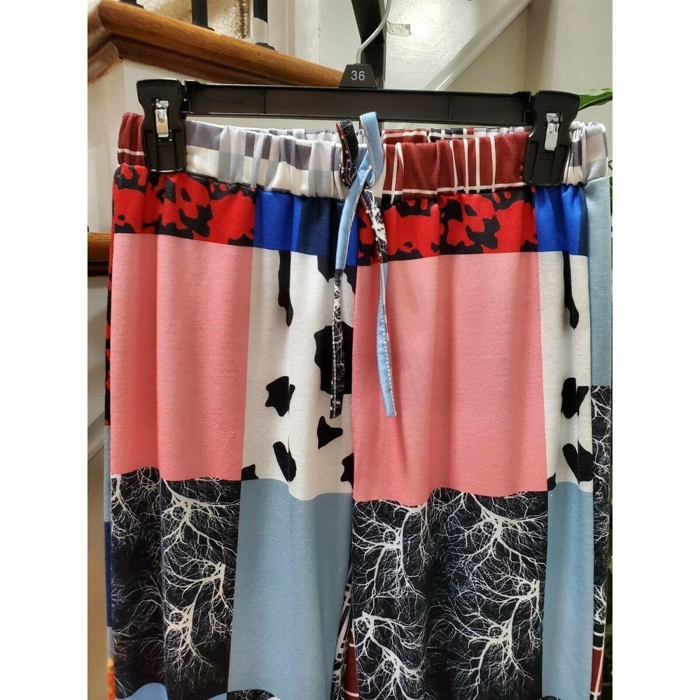 Women's Multicolor Polyester Casual Straight Legs Mid Rise Pull On Casual Pants